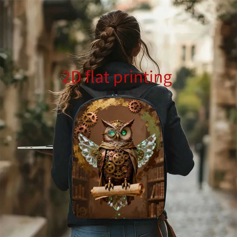 

1 Steampunk Owl Crystal Wings Backpack | Cute and lightweight, large capacity, adjustable shoulder strap, zip closure