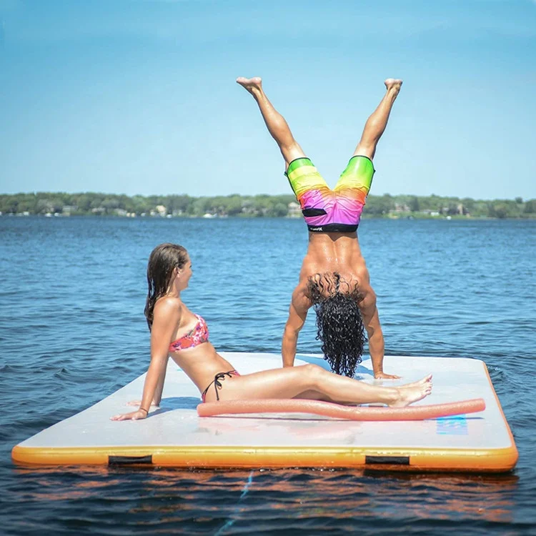 Inflatable Water Mat, Floating Island, Air Mattress, Drop Stitch Material, Durable Water Toy, Lake Pool Fun