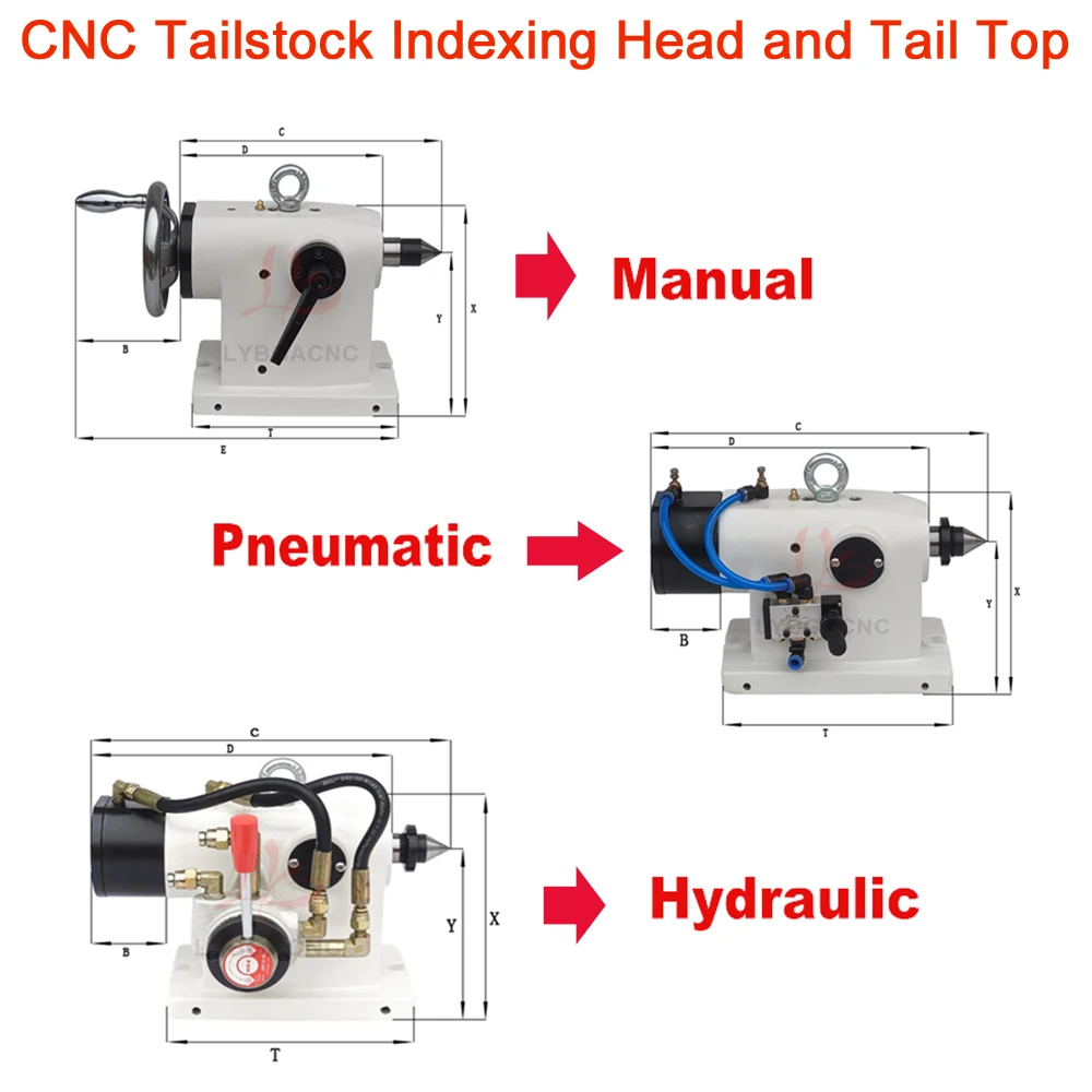 

CNC Tailstock Indexing Head and Tail Top Manual Pneumatic Hydraulic Type 135/160/185/210mm for CNC Machine Tool Machining Center