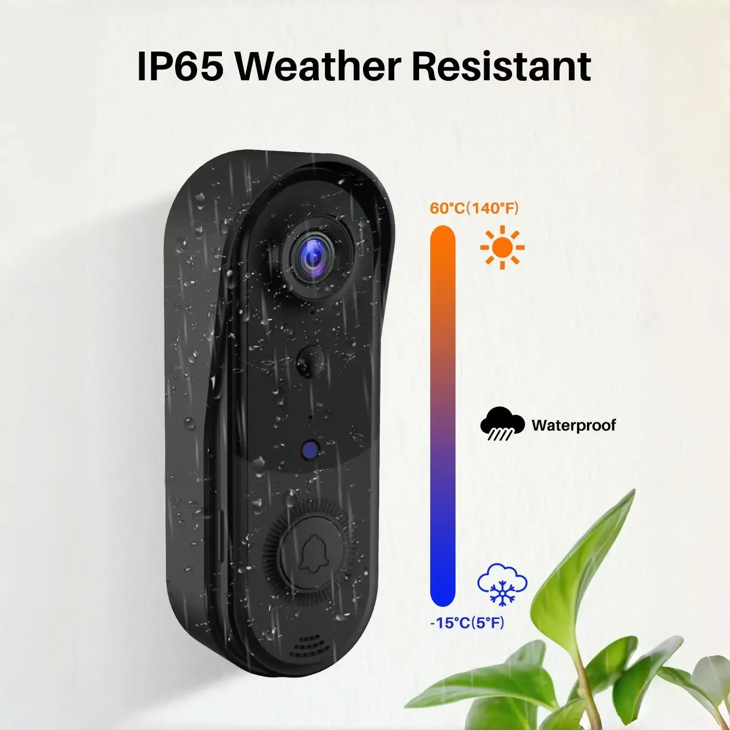 Smart Home Security Doorbell with WiFi Connection and Two-Way Audio Communication Outdoor Wireless WiFi Doorbell