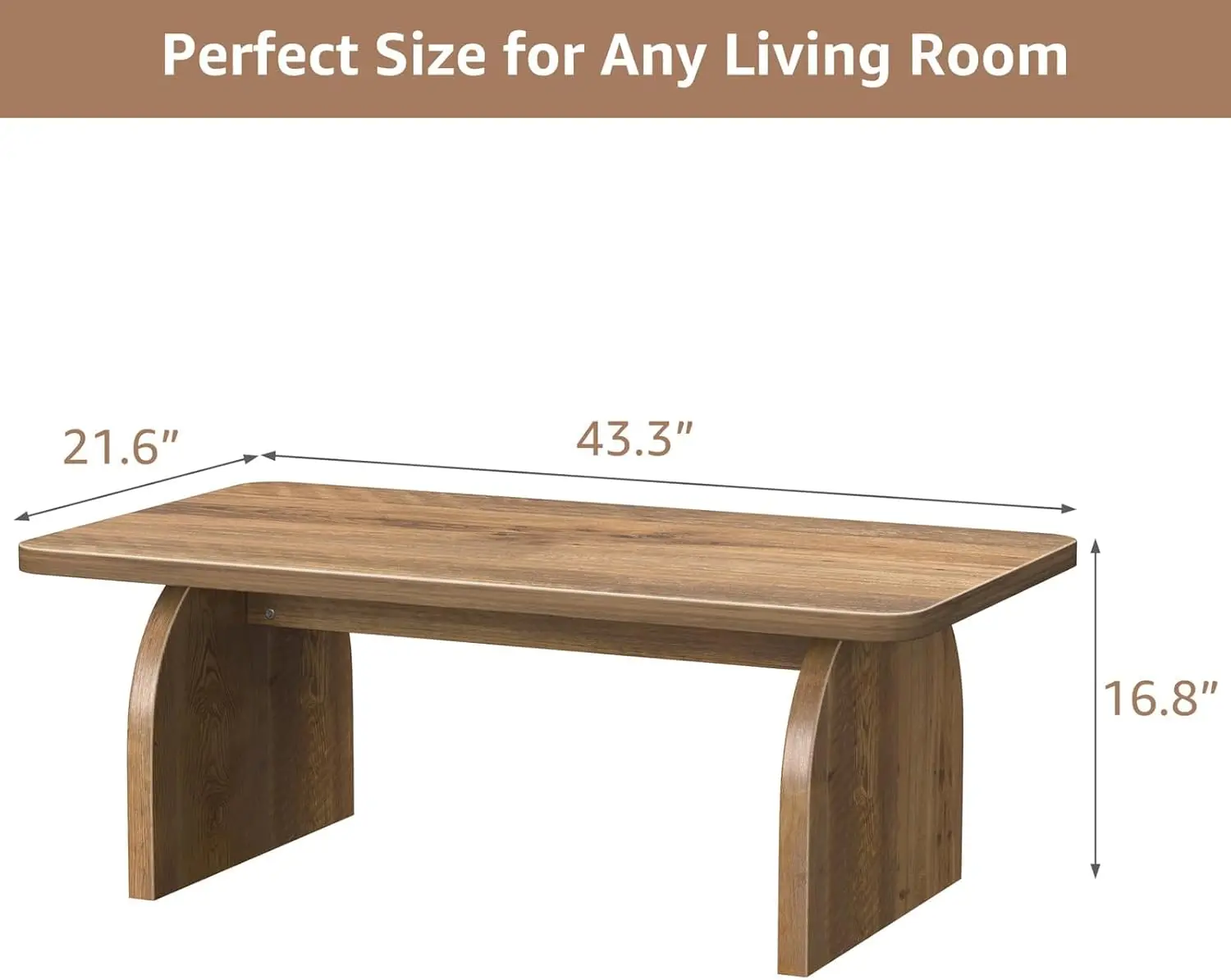 طاولة قهوة لغرفة المعيشة - طاولة قهوة مستطيلة من خشب البلوط للمزرعة، طاولة مركزية خشبية صلبة باللون البني العضوي Mo