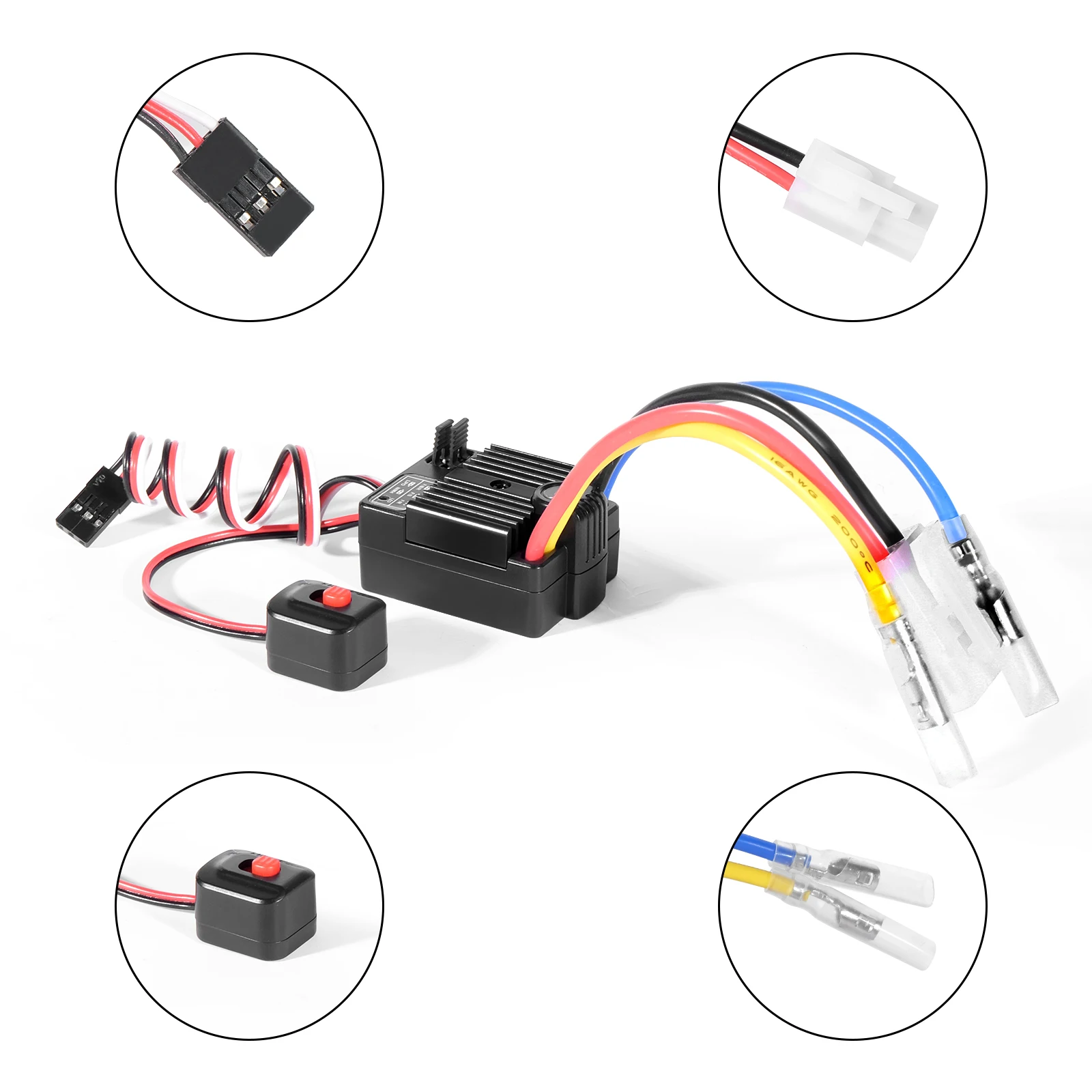 Ysido hg1060 60a rtr escovado esc controlador de velocidade elétrica 6v/3a para 1/10 rc carro traxxas trx4 trx6 d90 redcat caminhão rastreador barco