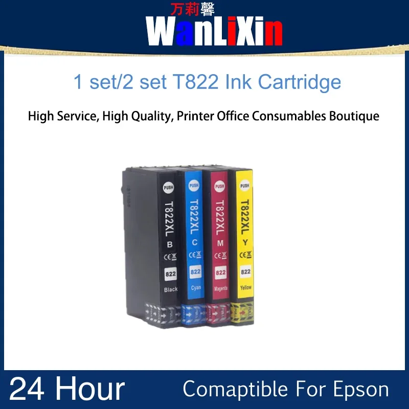 

1 set /2 set T822 Ink cartridge Compatible For Epson Workforce Pro WF-3820 4820 4830 4834 Printer