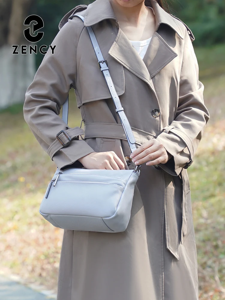 Zency Simple Summer Handbag for Women Genuine Leather Large Capacity Crossbody Designer Shoulder Bag