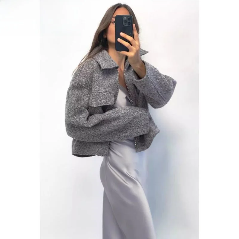 

Fall 2023 New Women's ort Pearl Faux Leather Jaet Coat Sli Versatile Loose Fit Regular Length Faionable Outerwear
