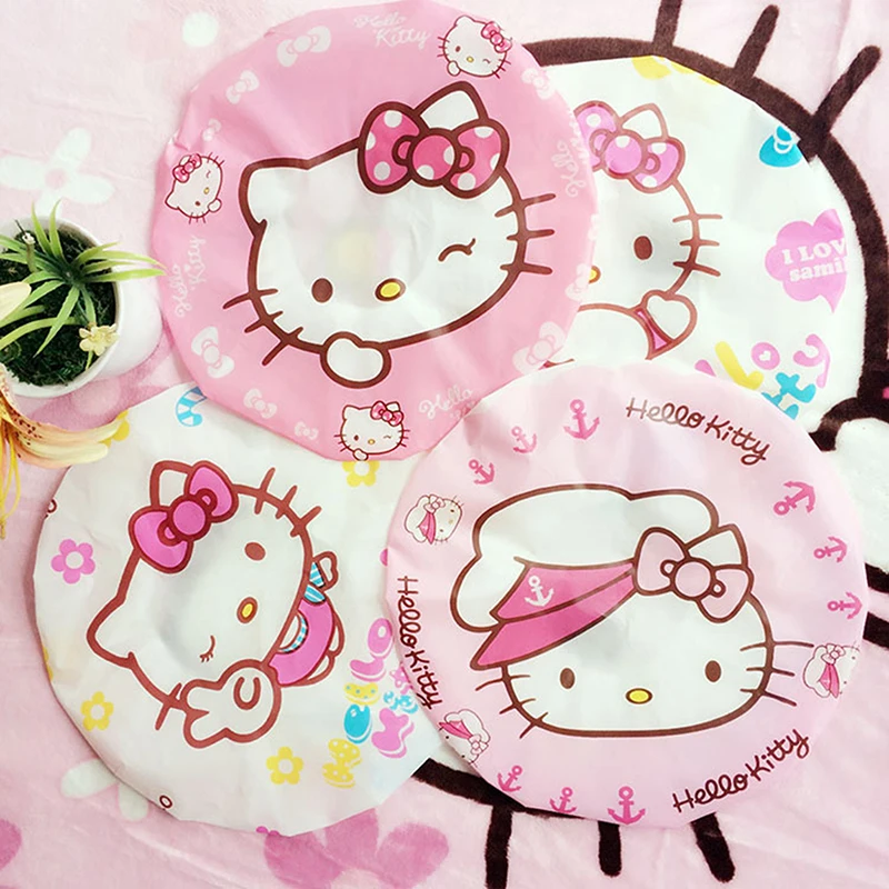 Sanurgente-Bonnet de douche épais pour adulte, bonnet de bain, bonnet de bain, outils de lavage, soins mélodieux, grand, Hello Kitty, 1PC