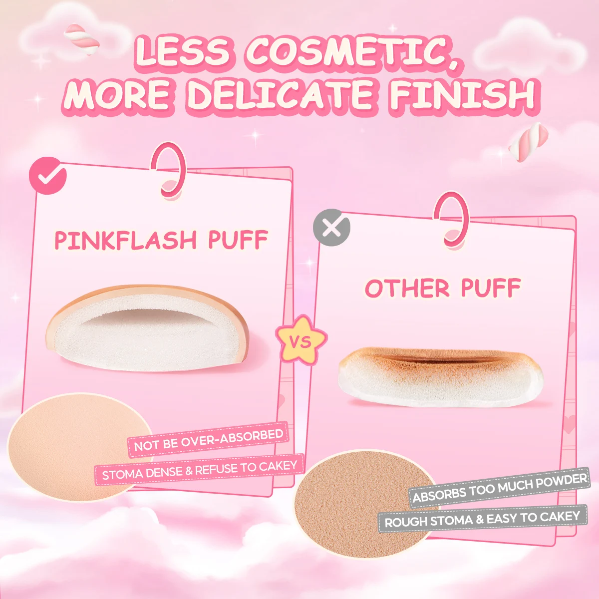 PINKFLASH Portable Marshmallow Cosmetic Puff Multipurpose Wet Dry Multi-use Makeup Powder Puff Beauty Makeup Tools Accessories