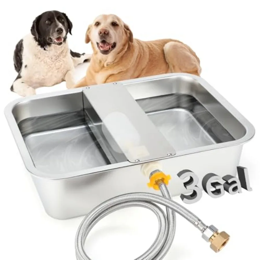 

Automatic Dog Water Dispenser for Large Dogs Stainless Steel Outdoor Water Bowl Large Breed Self Filling Dog Waterer Feeder for