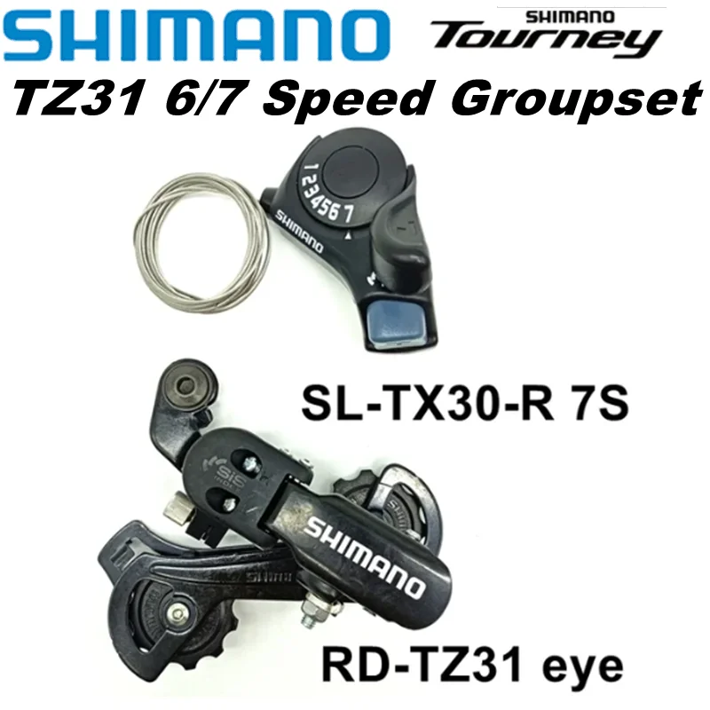 Shimano TZ31 6/7 Speed Groupset RD-TZ31 Bike Rear Derailleur Eye/ Hook Tourney SL-TX30 Shifter Lever 6S 7S SL TX30 Trigger