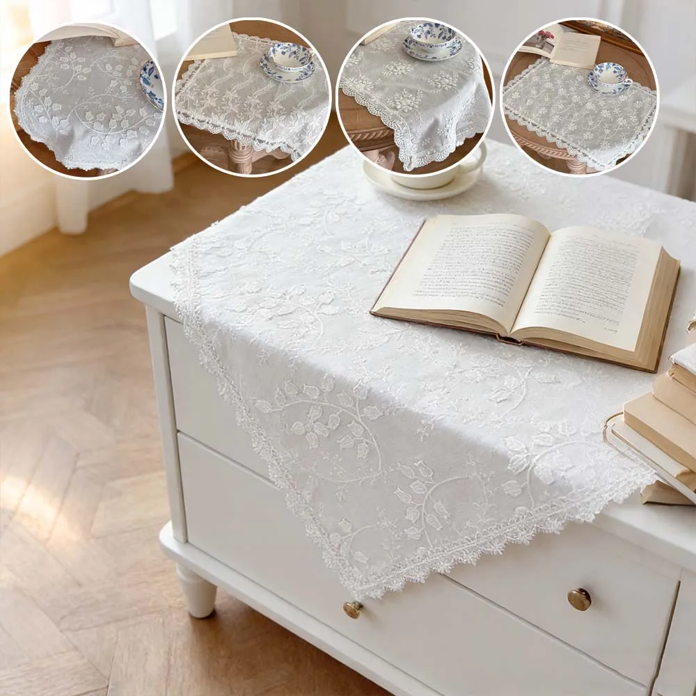 

Vintage Lace Embroidery Table Cover Pure Cotton Table Protector Napkin Coffee Mug Cups Coaster for Microwave Printer Projector