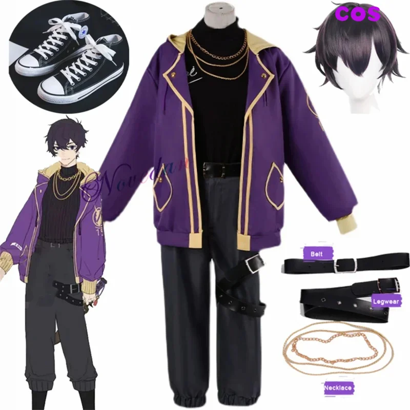 With VTuber Luxie Shoto Dog Shxtou Cosplay Costume NIJISANJI Fancy Party Suit Wig Shoes Jacket Halloween Carnival Uniform Men Wo