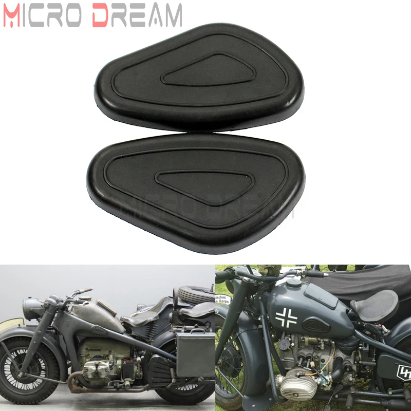 Black Motorcycle Fuel Tank Side Rubber Pads for BMW R51 R52 R71 R72 R75 For Ural M71 M72 CJ-K750 K750 KS750 Racing Tank Side Pad