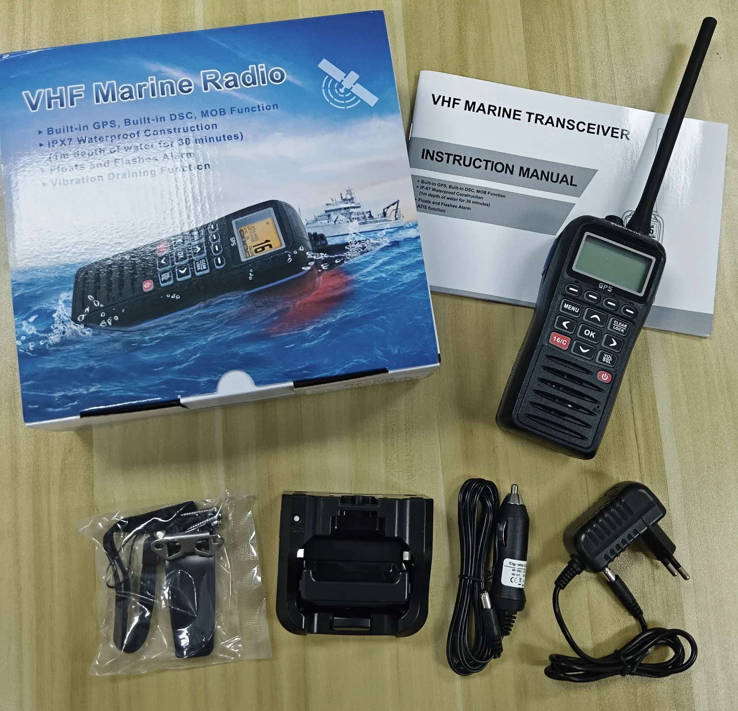 VHF Marine Transceiver Radio Mobile Walkie Talkie Handheld Built-in GPS DSC MOB Function IP67 Waterproof ATIS Function RS-38M