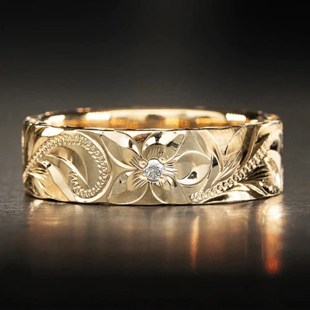 Simple Exquisite Relief Floral Design Micro-inlay 5A Zircon Rings for Women Luxury Fashion Banquet Stainless Steel Jewelry Gifts