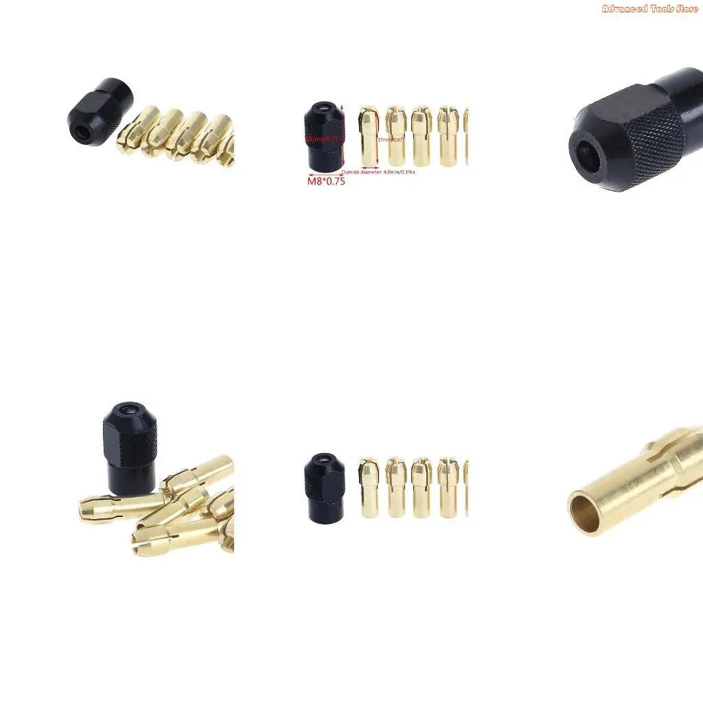 

7Pcs Brass Collet 1.0 1.6 2.0 2.4 3.2 + Check 0.75 Fits Rotary Tools W91B