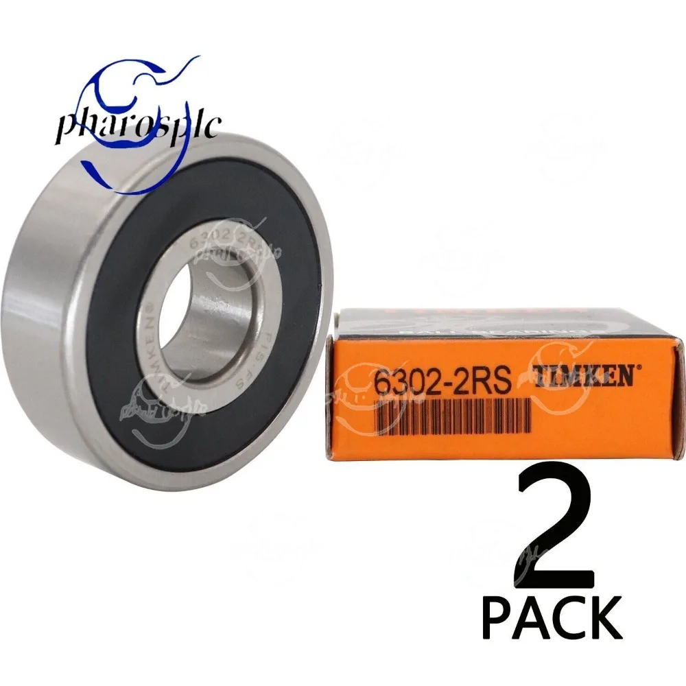 

(2 PACK) TIMKEN 6302-2RS 15X42X13MM Double Rubber Seal Ball Bearings