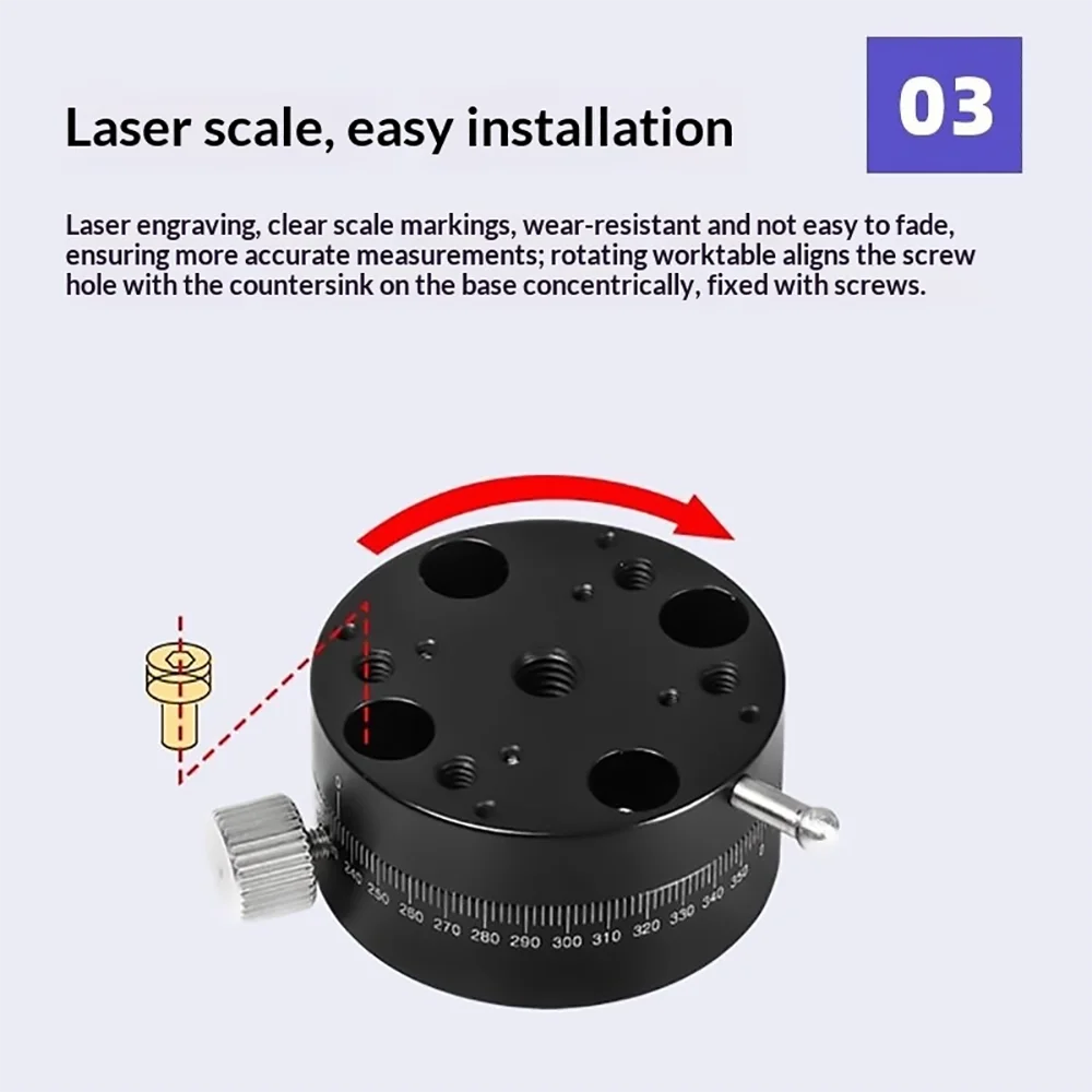Placa de indexação de ângulo de ajuste fino, rotação de 360 graus, eixo r, mesa deslizante rotativa, plataforma de ângulo de ajuste de precisão manual