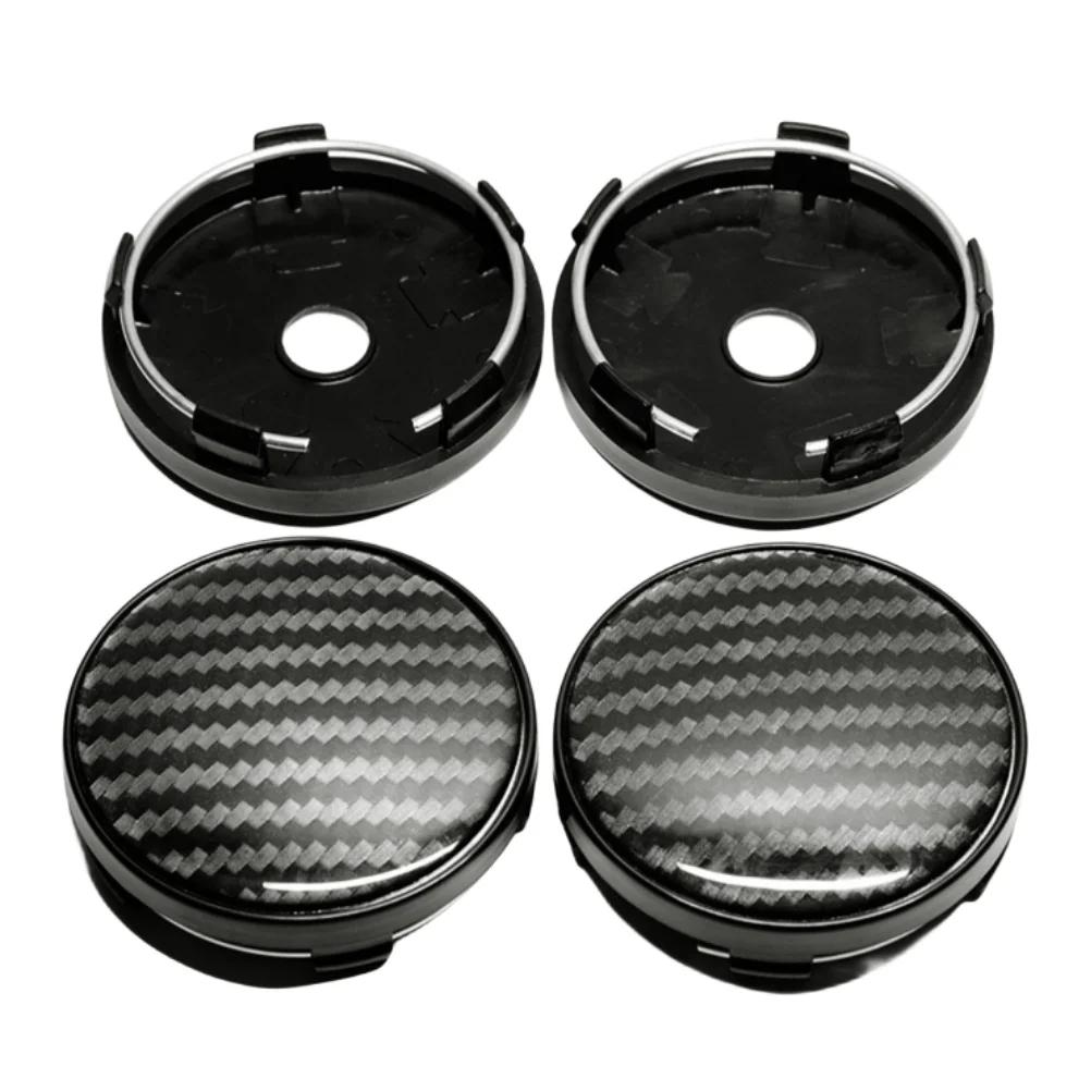 4Pcs OD 60mm ID 52mm Black Carbon Fiber Pattern Car Wheel Center Hub Cap Tyre Rim Hub Cap Car Accessories Auto Replacement Part