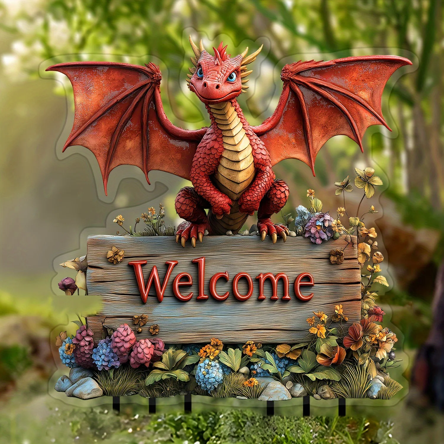 

Oktoberfest red dragon welcome card bohemian style garden card outdoor plant decoration