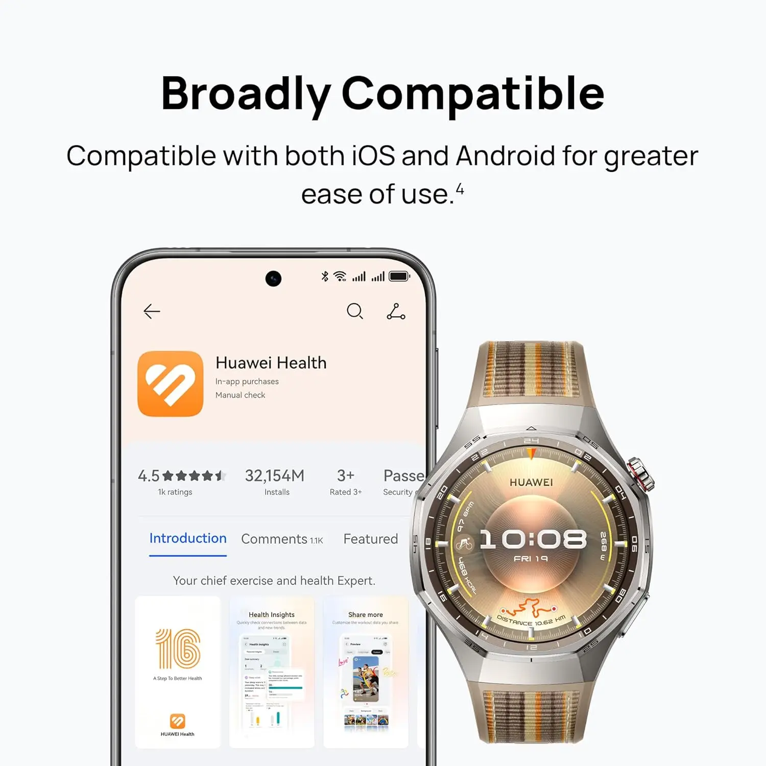 HUAWEI WATCH GT 6 Pro GPS Smart Watch 46mm, Pro Cycling Mode, Fitness Watch, Heart Rate Monitor, Fitness Tracker, Running Watch, Step Counter, 21-Day Battery, AMOLED, Titanium, iOS & Android, view 7