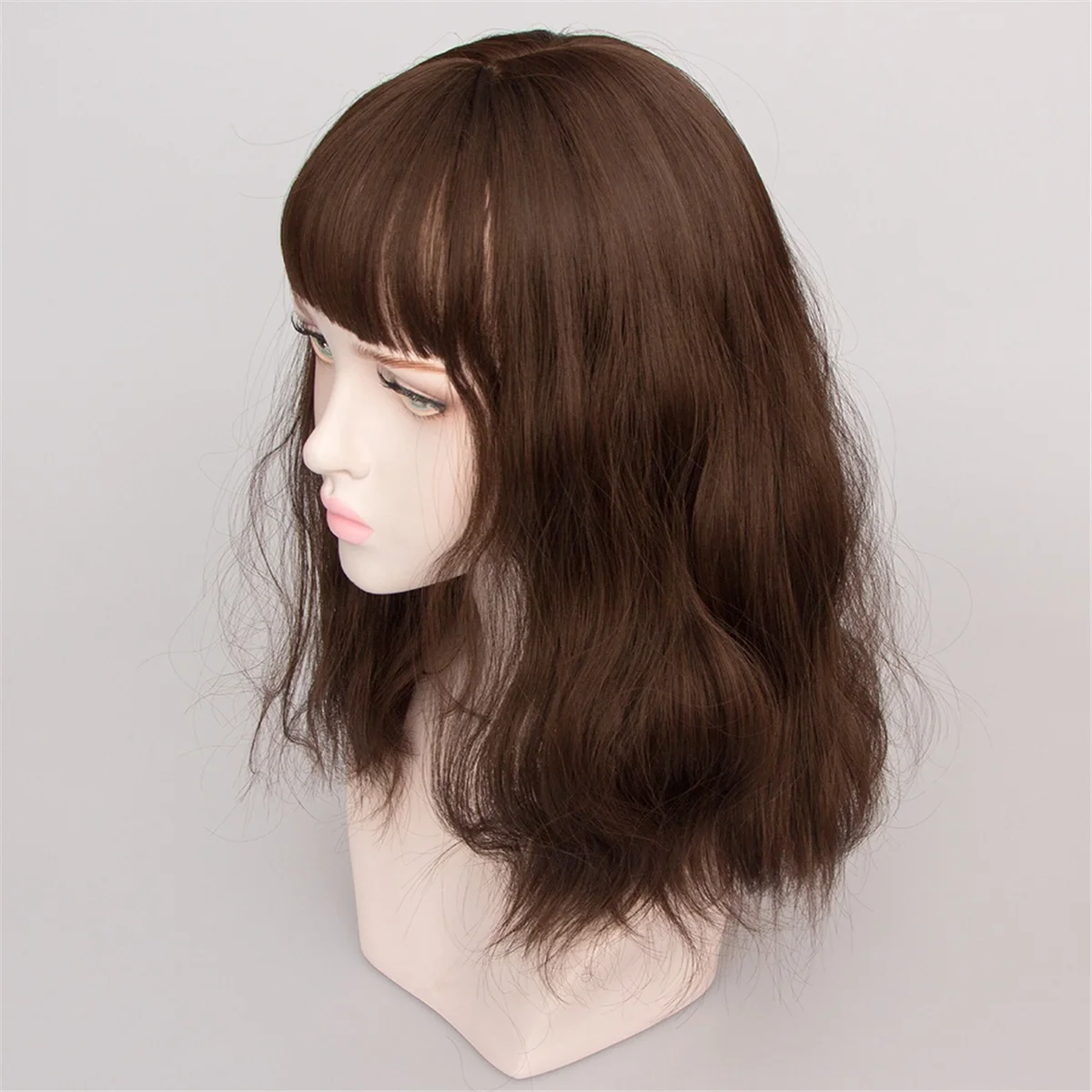 Wig Wig with Bangs for Women, Natural Looking Long Wig, Curly Wig for Daily Korea Versions