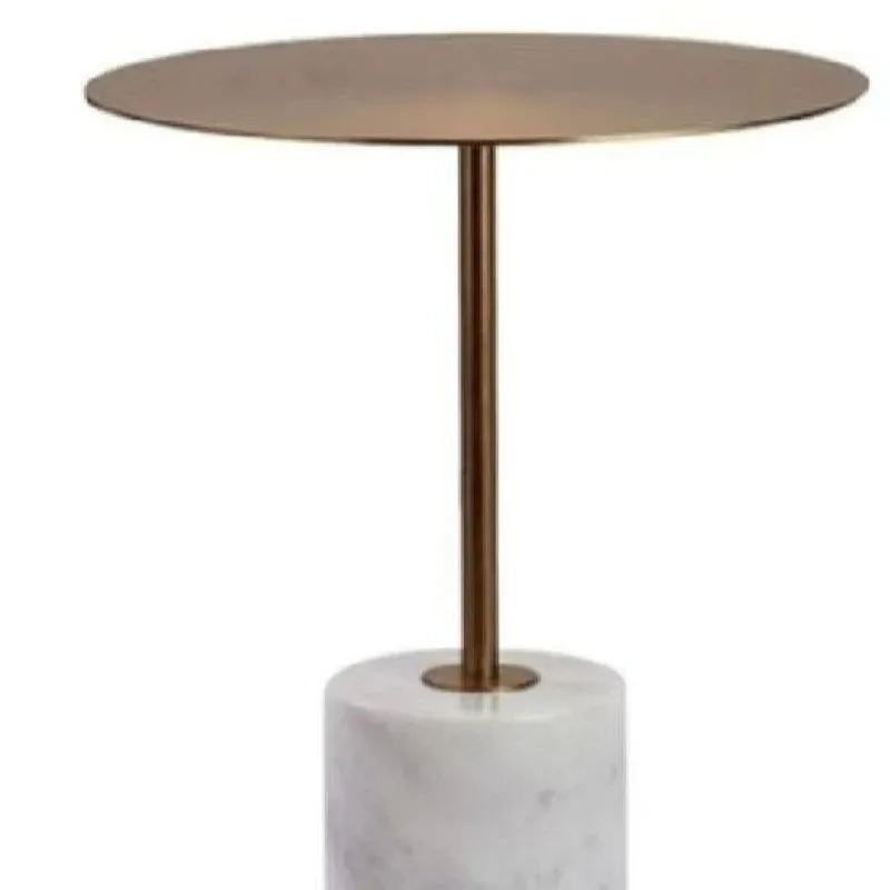 Natural marble solid wood small edge table Italian minimalist round coffee table combination personalized creativity