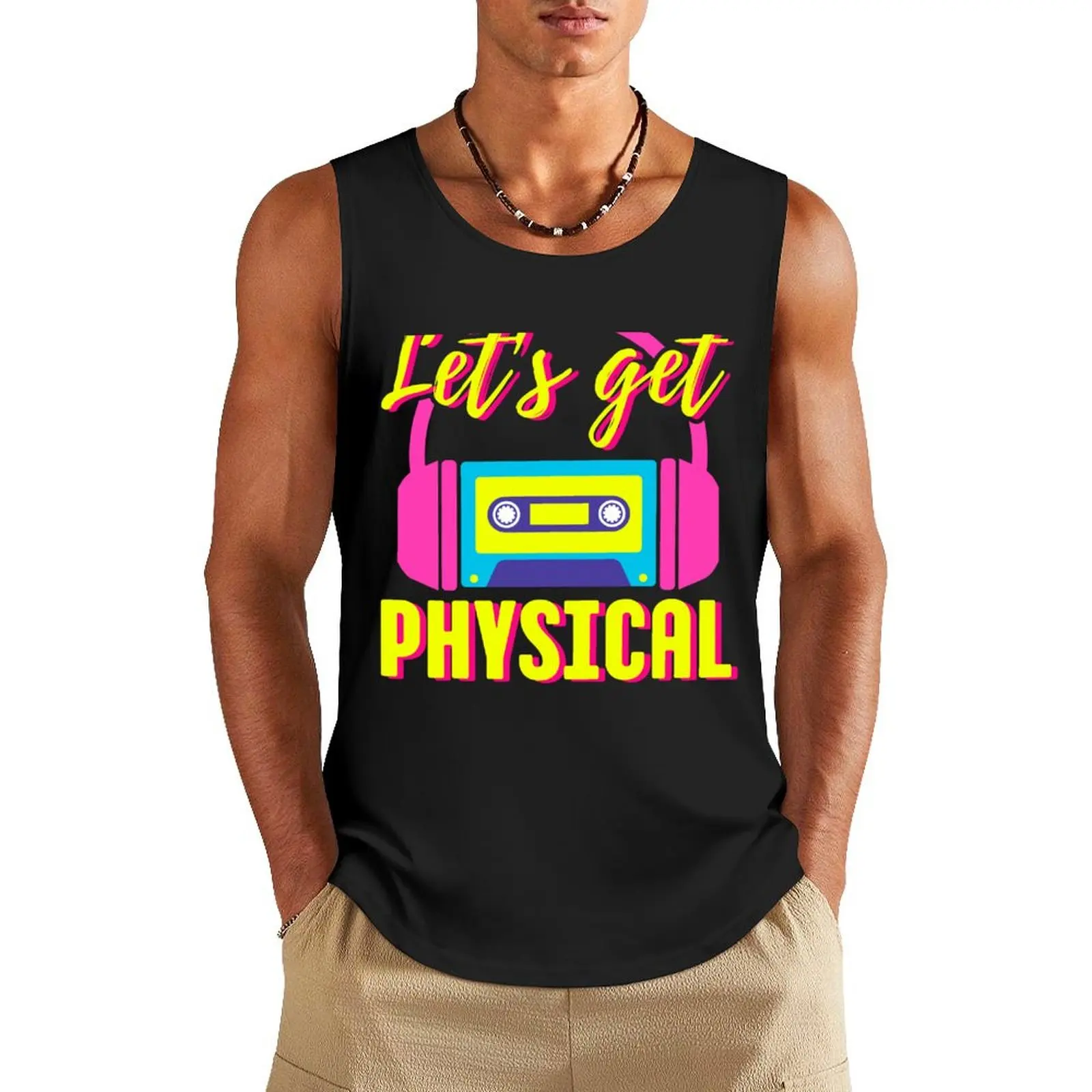 Lets Get Physical 80s Costume Party Retro Eighties Workout 1980s Tank Top summer gym Short sleeve men's t-shirts and tank tops