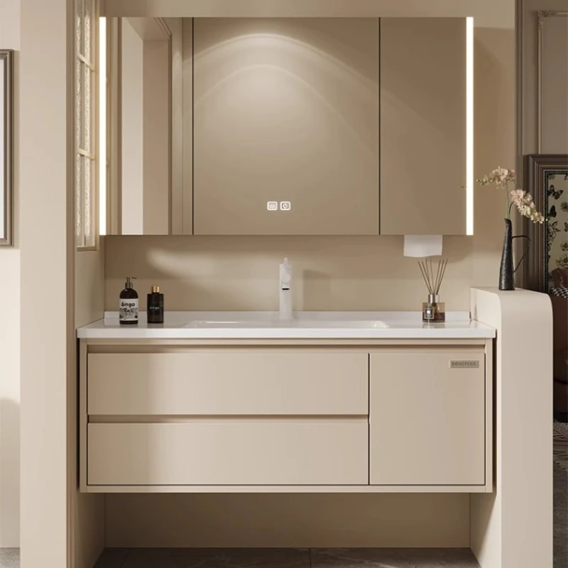 

Light Luxury Bathroom Cabinet Combination Ceramic Integrated Basin Storage Closet Vasagle Dresser Vanity Mueble Para Bano