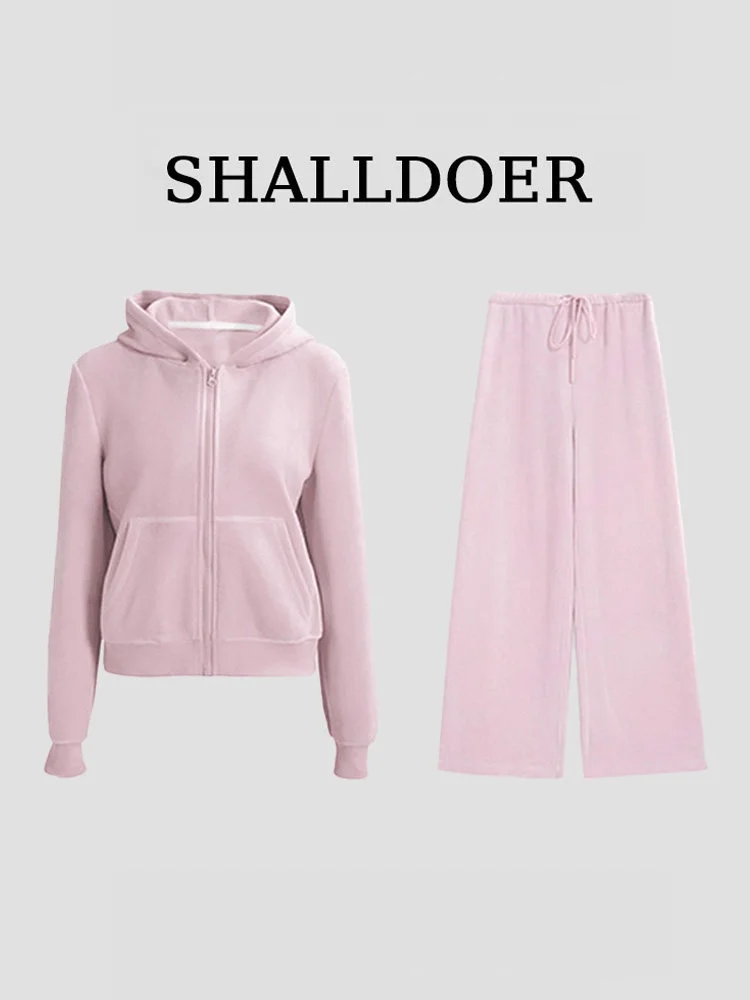 

Premium Feel Sports Set Women's Autumn Winter New Faion Casual Hooded Open Cardigan Sweatirt Casual Sweatpants Two Piece Set