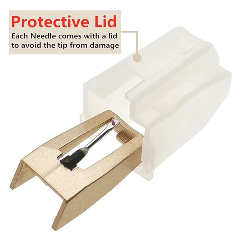 Stabiele prestaties-platenspelernaald, verbeterde gouden platennaalden Stylusvervanging voor Crosley, Victrola, James draaitafel