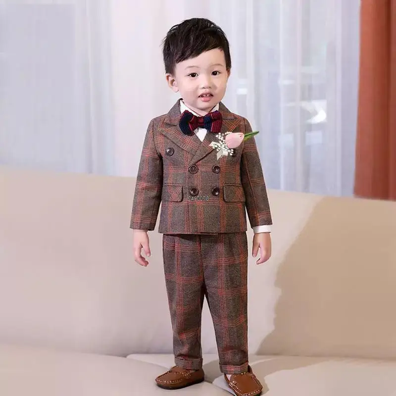 Flower Boys 1 Year Birthday Suit Baby Kids Luxurious Beautiful Photograph Suit Children Formal Wedding Performance Party Dress