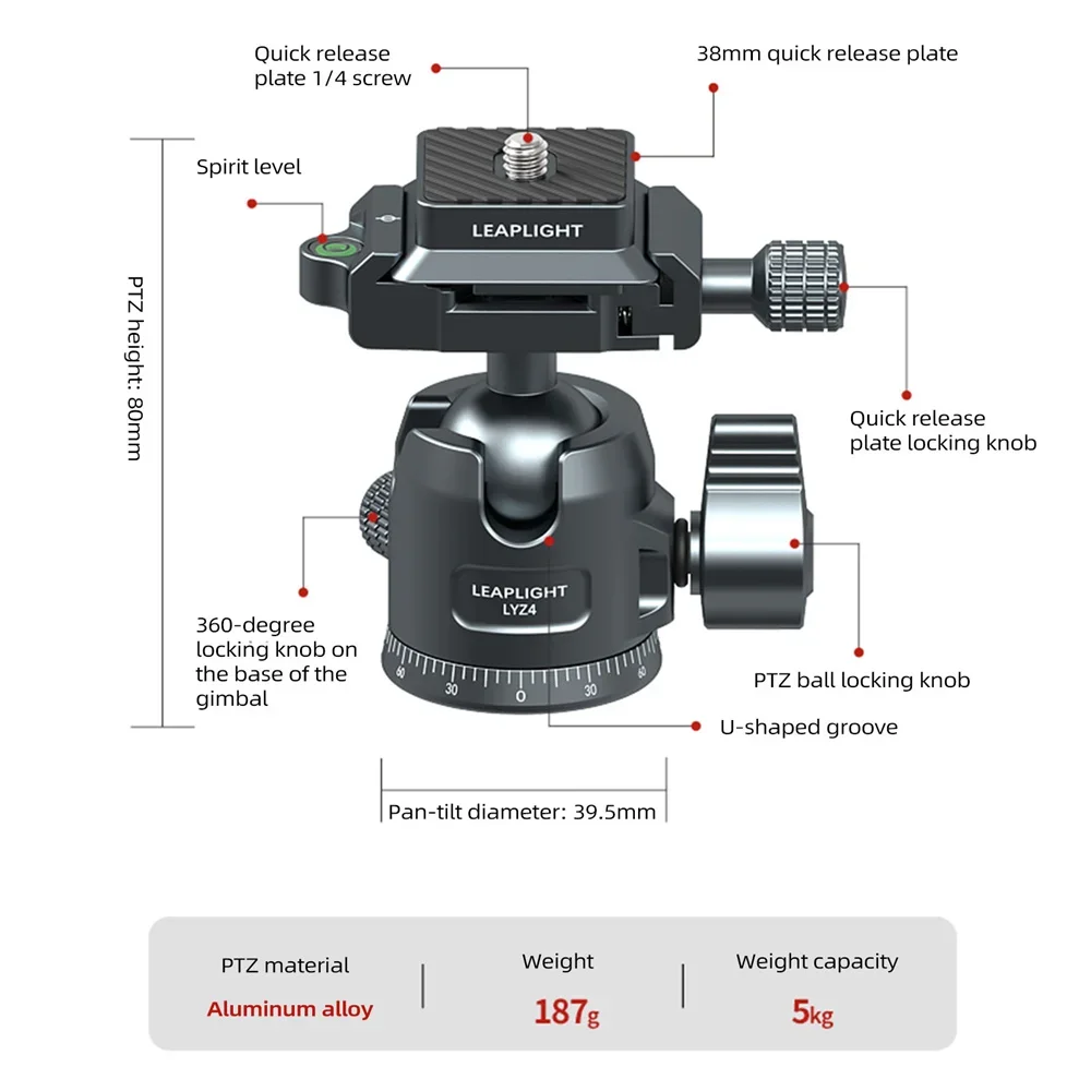 Tripod Ball Head Panoramic with 1/4\