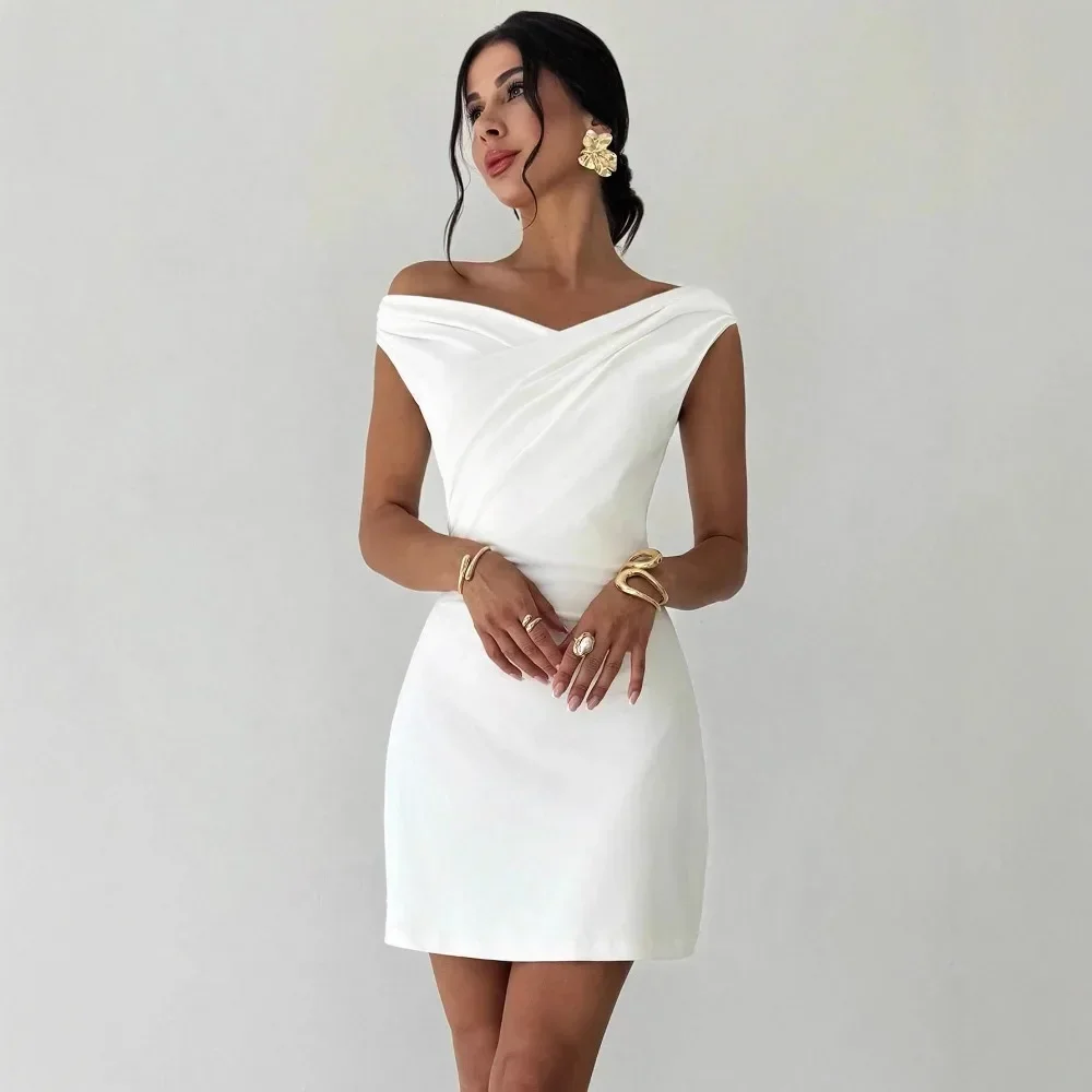 Women Elegant Asymmetrical Surplice Midi Dress 2026 Spring Summer, Sleeveless Double Layer Spliced Slim Dress For Wedding