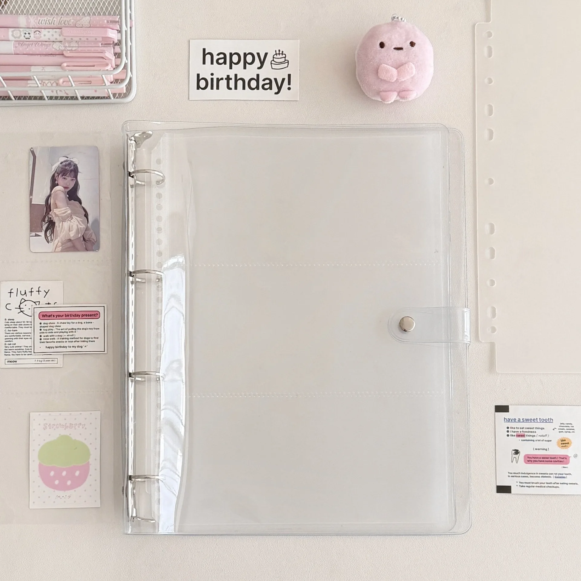 A4 Soft PVC Cover Loose Leaf Binder Notebook Removable Minimalist Aesthetic Journal Book Multi‑Purpose Sticker Storage Photo