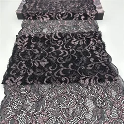 3y/lot Width 23cm Black With Shimmer Elastic Lace Trim Lingerie Sewing Craft DIY Apparel Fabric Lace Dress Garment Accessory
