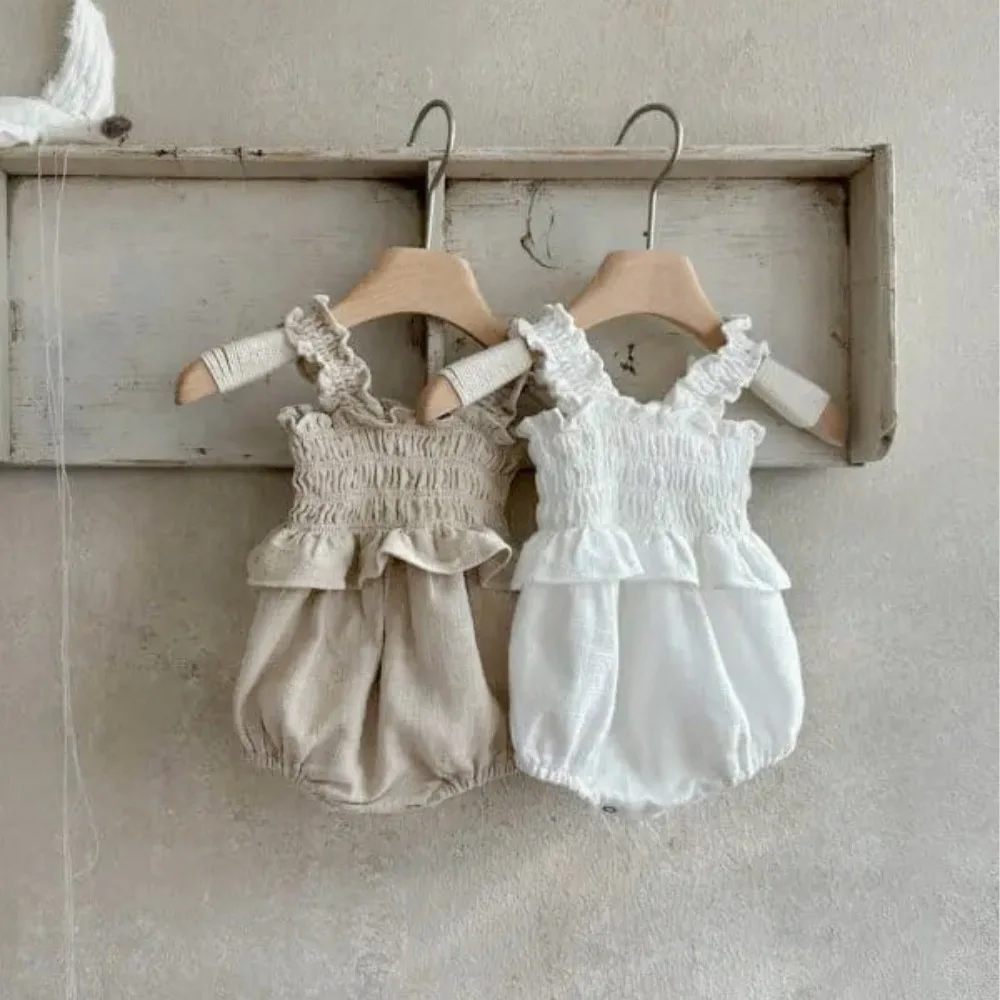 

2025 Summer New Baby Girl Sleeveless Bodysuit Infant Girl Sling Jumpsuit Cute Newborn Toddler Princess Clothes 0-24M