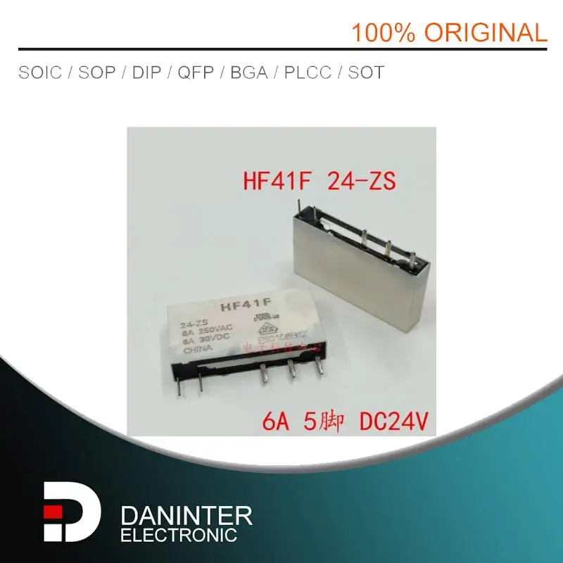 10PCS/LOT  NEW HF41F HF41F-24-ZS  HF41F 24-ZS  6A 24V  5PIN