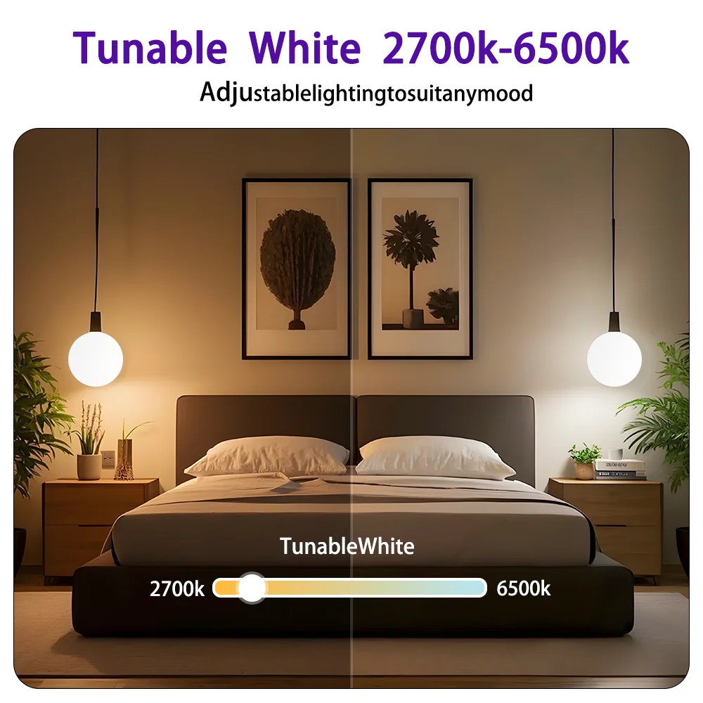 4pcs, Smart Bulbs, RGBCW LED Bulbs, Color Changing Dimmable Bulbs with App Control & Music Sync for Home Lighting.