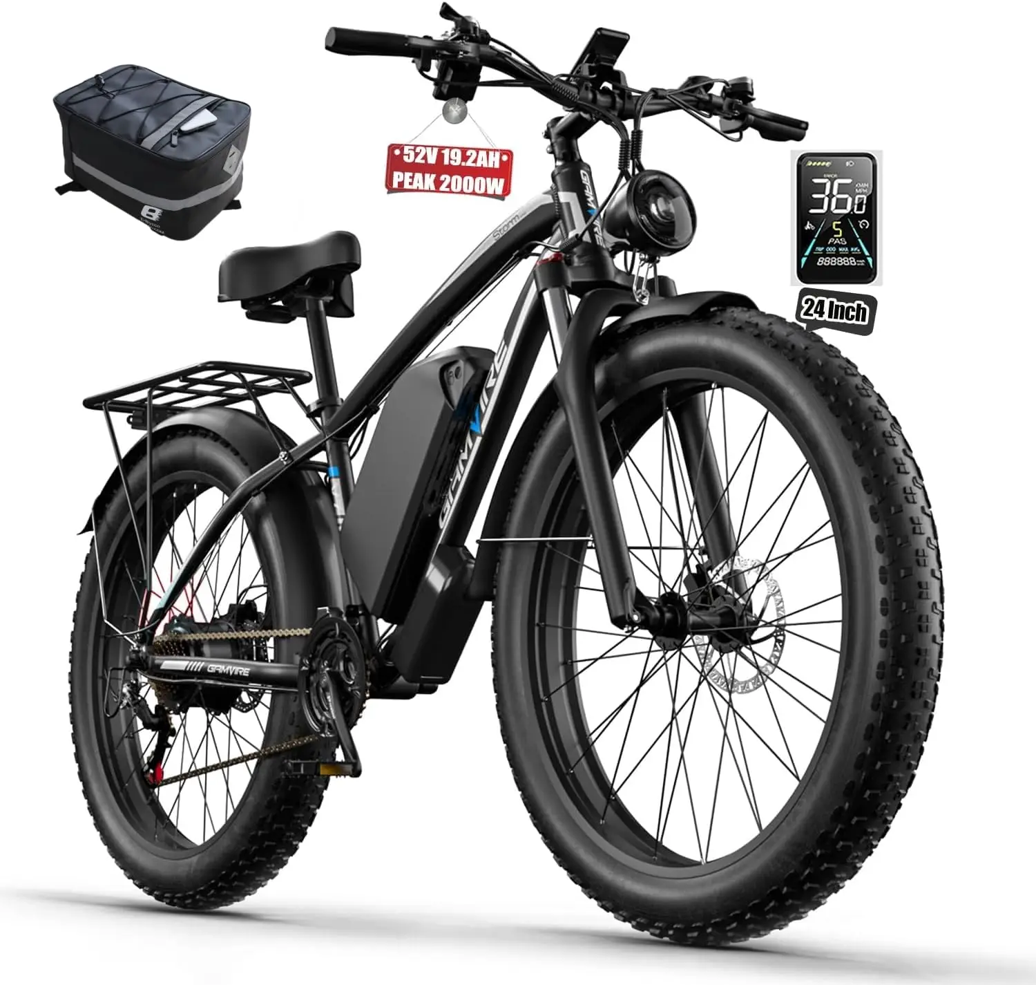 

Electric Bike for Adults 52V 19.2Ah/32Ah Peak 2000W/2500W E-Bike 36/40MPH 70 Miles/100Miles Long Range Customized