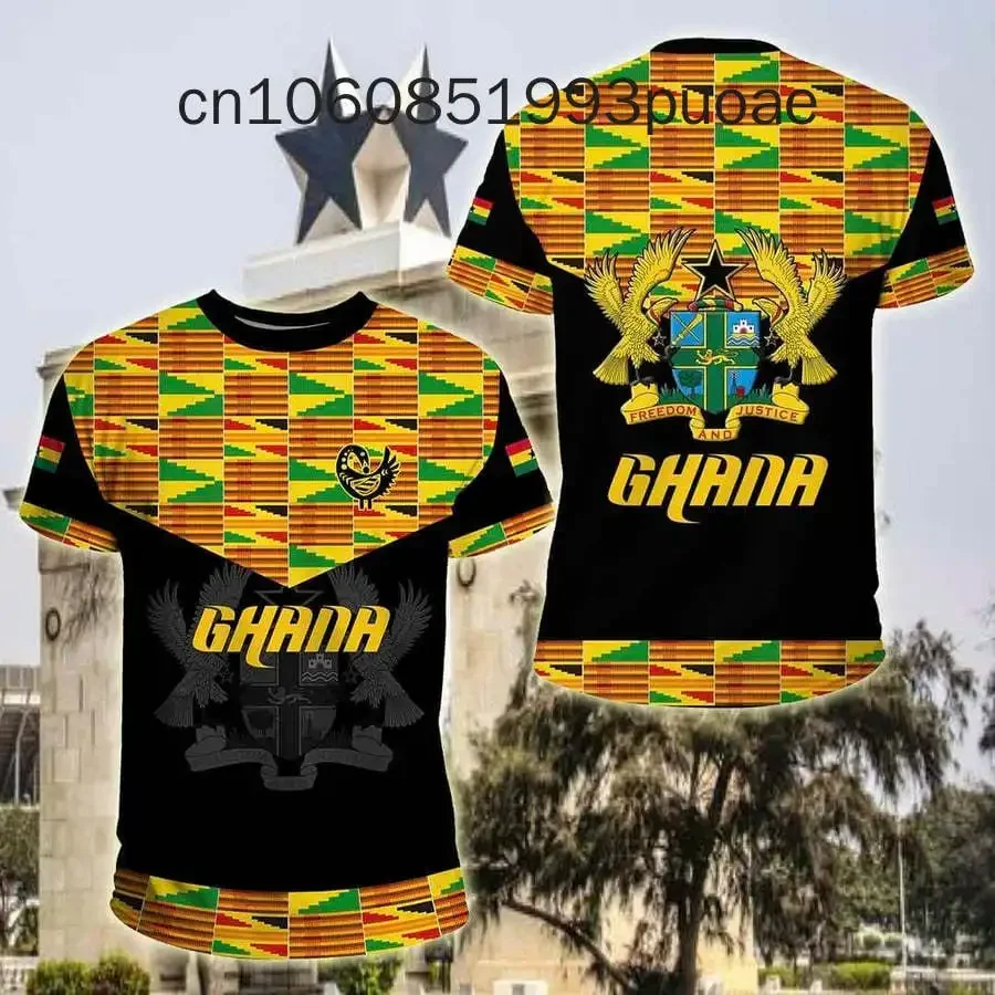 Ghana Flag Map 3D Printed T Shirt For Men Clothes Casual Kids T-Shirt GHA National Emblem Tshirt Sport Male Jersey Africa Tops