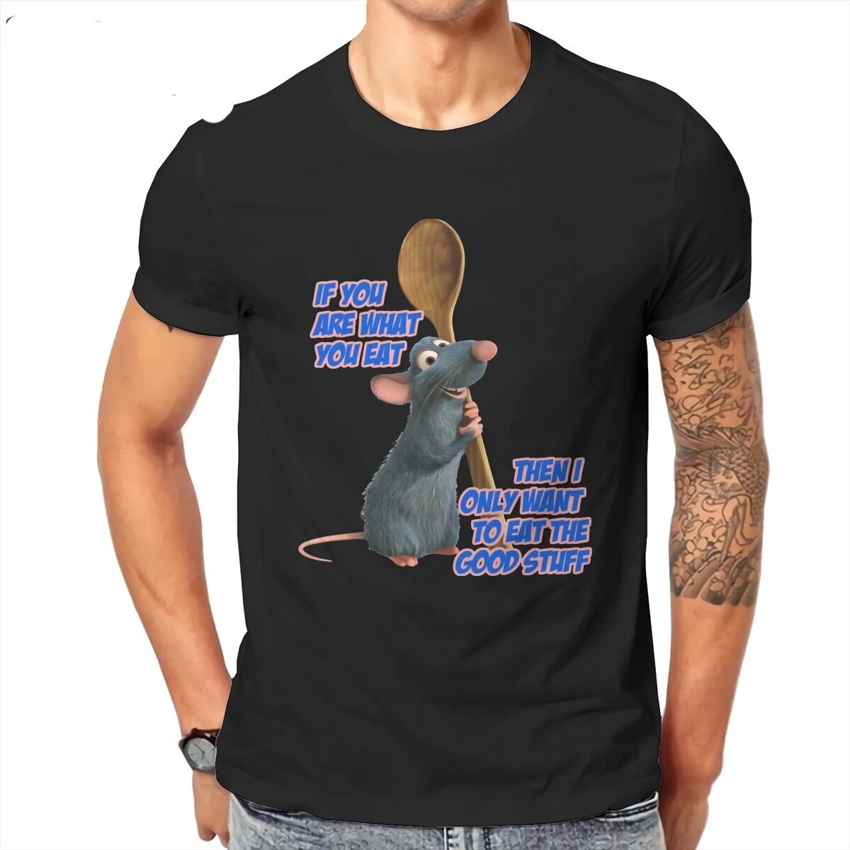  Remy from Ratatouille  Men T Shirts  Vintage Tee Shirt Short Sleeve Round Neck T-Shirt Cotton Classic Clothing