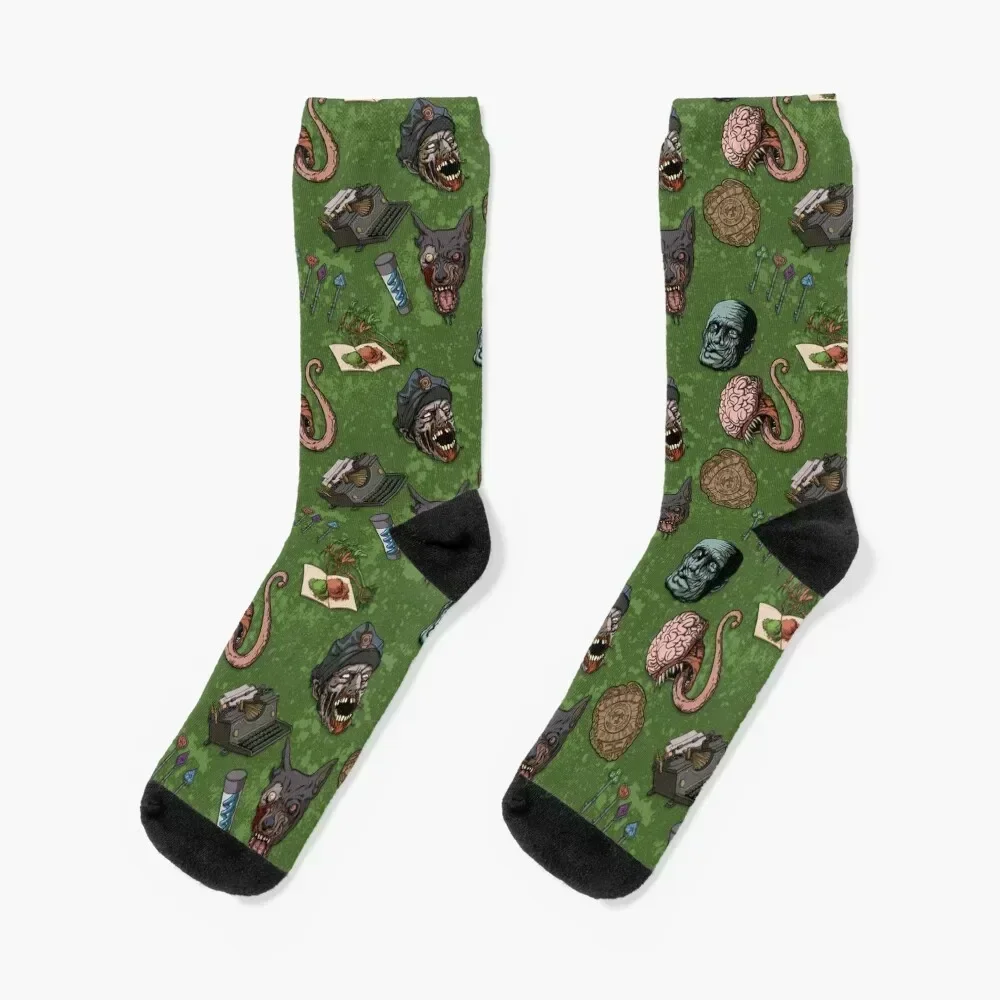 RE 2 green pattern leon claire Socks cute winter anti-slip Mens Socks Women's