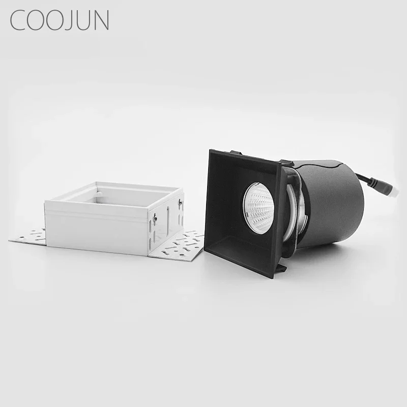 COOJUN LED Recessed Downlight Frameless Square Double Head Detachable Replaceable Module Anti Glare Built-in Grille Spot Light