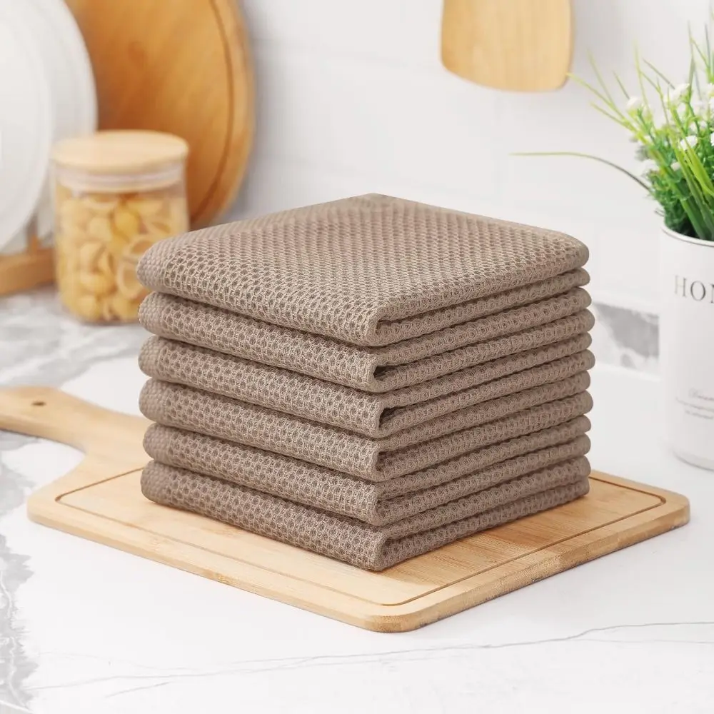 Soft and Absorbent Cotton Dish Cloths Quick Drying Waffle Weave Rags 12 x 12 Inches Towels Kitchen