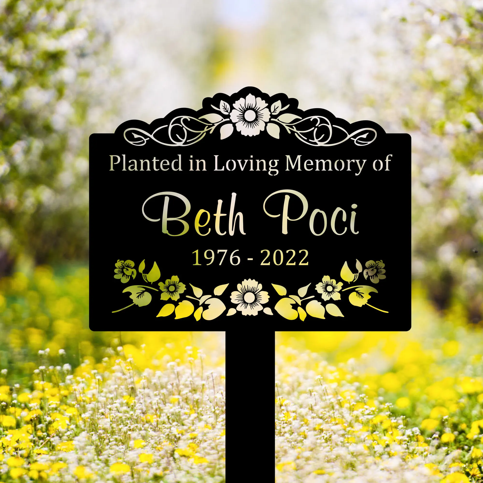 Picture 4: Custom Memorial Tree Sign With Stake Metal Name Plate Metal Memorial Marker Tree Plaque Marker Memorial Marker Metal Garden Mark