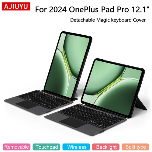 Teclado AJIUYU para OnePlus Pad 2 12,1 pulgadas 2024 OnePlus Pad Pro 12,1 ""funda para tableta Magic Smart teclado cubierta táctil retroiluminación