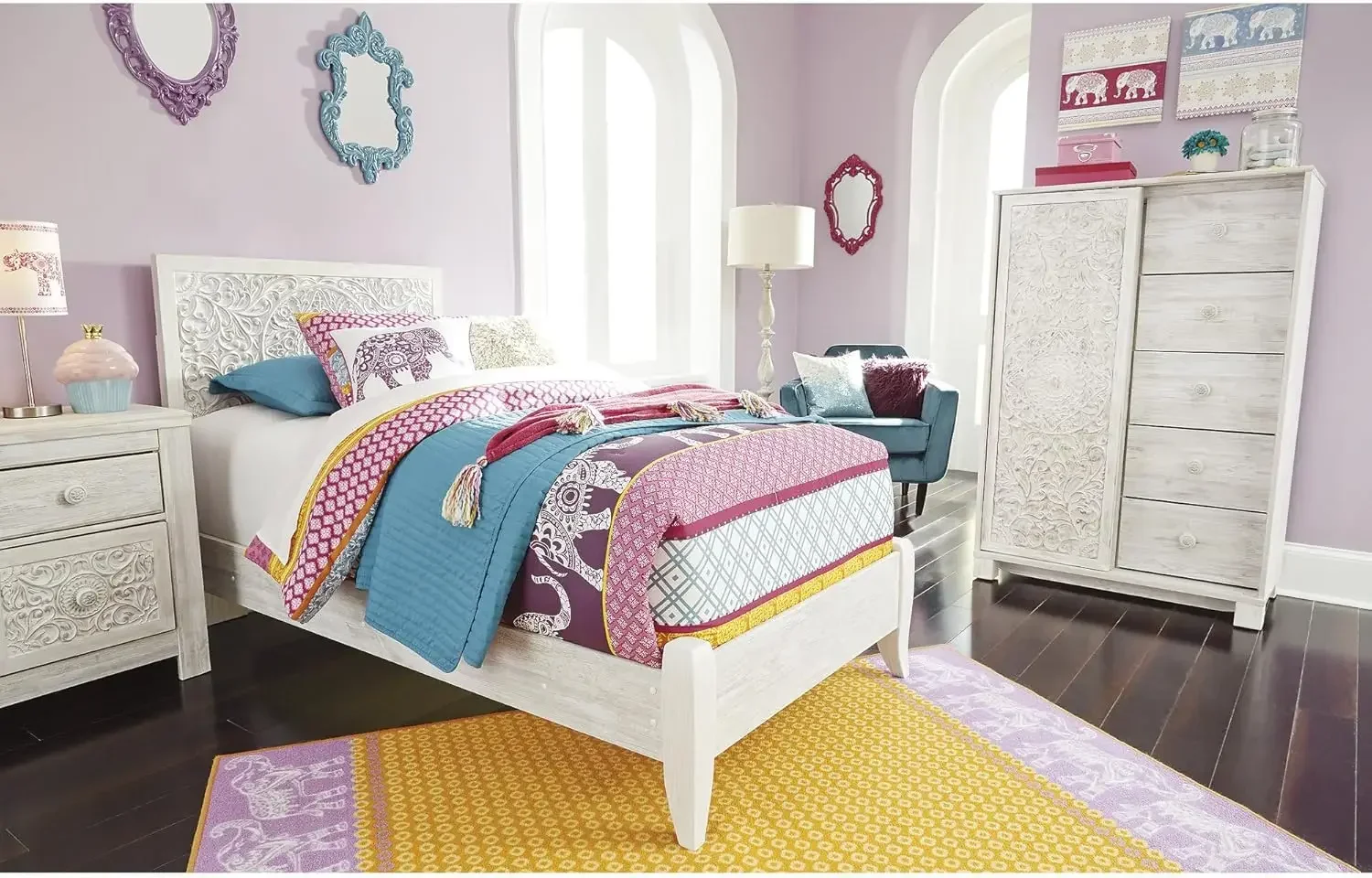Paxberry Twin Boho Headboard, Wood, 48.5