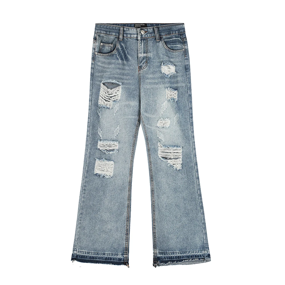 

Jeans for Men Streetwear Boot Cut Harajuku Loose Baggy Denim Trousers3