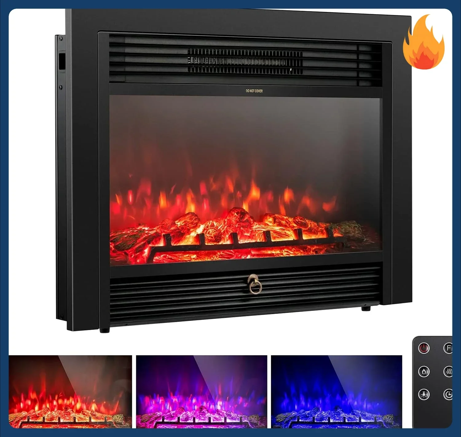 

Скидка! Электрический каминный вкладыш 28,5 дюймов, встраиваемый и отдельно стоящий, с регулируемым цветом пламени и таймером, комнатный обогреватель