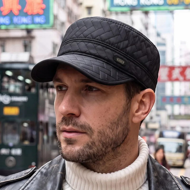 New Winter Fluffy Thickened Warm Military Hats Men's Cap Flat Caps Windproof Coldproof Earmuffs Hat Camping Sports Cap 모자 кепка